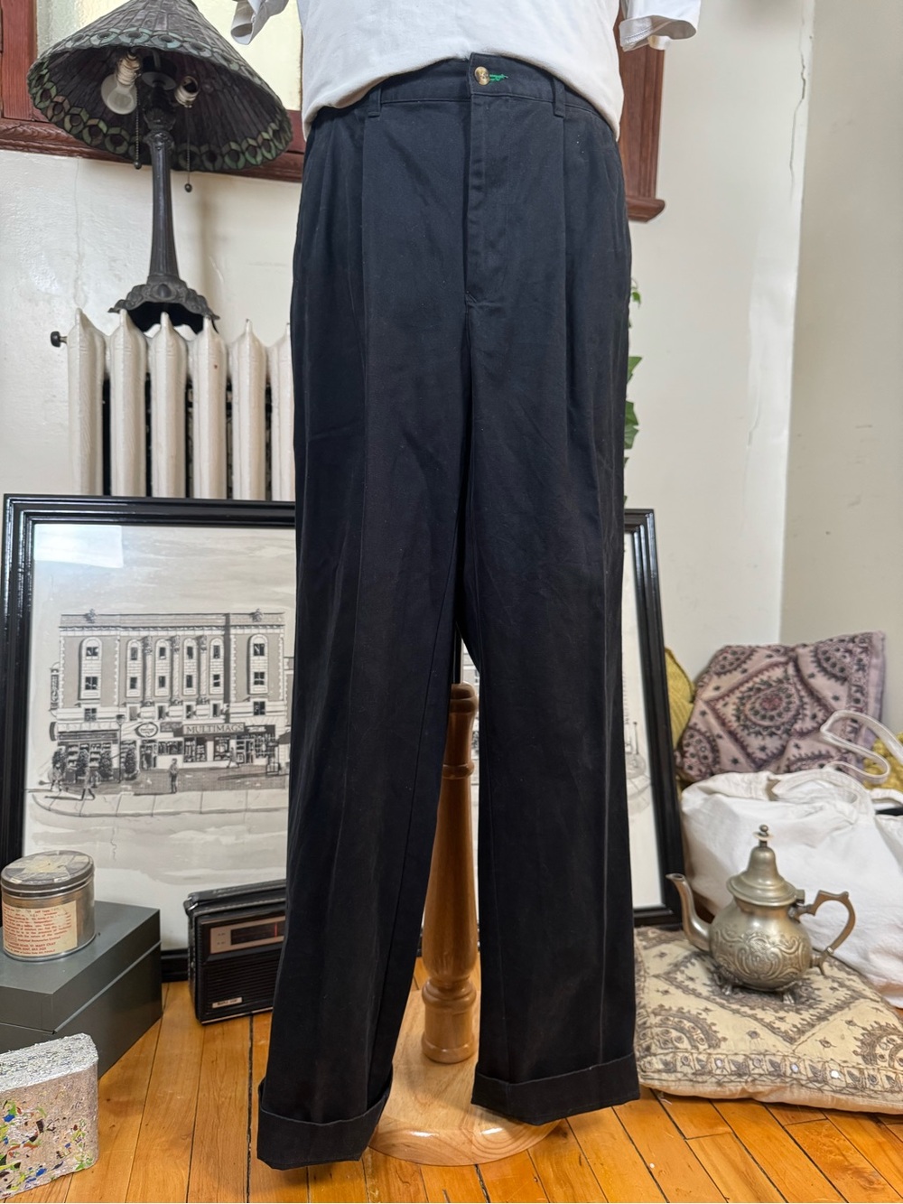 Tommy Hilfiger Navy Pleated Chinos